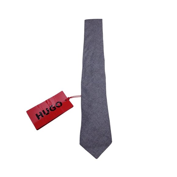 NWT Hugo Boss Men's Narrow Designer Neck Tie Dark Gray Made In Italy - Picture 1 of 7